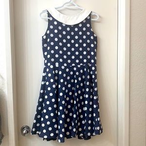 Rare Susanne Lively Girls Navy Blue Polka Dot Dress